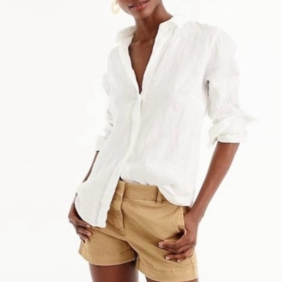 J. Crew Tops - J. Crew Baird McNutt Irish Linen Wren Slim Fit White Button-Up Shirt